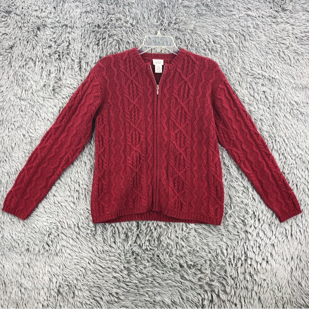 Katherine Bishop Cardigan Sweater Small Cable Knit Silk Angora Rabbit Wool Blend